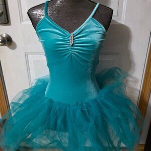 Teal Velvet Ballet Tutu – with Rhinestone Accent